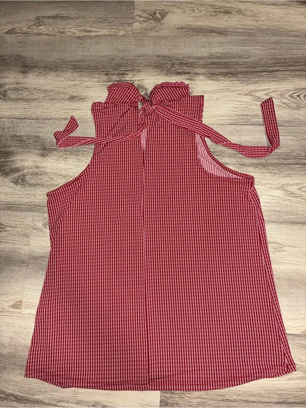 Banana Republic Red Gingham Tie-Neck Sleeveless Top